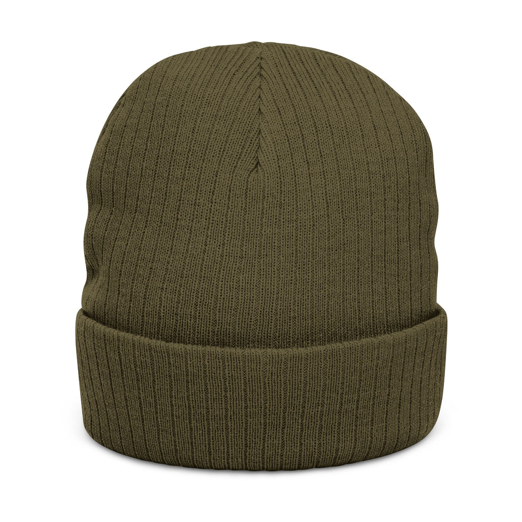 Embroidered Olive Tree Ribbed Knit Beanie — Cozy Nature-Inspired Winter Hat