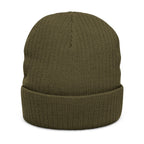 Embroidered Olive Tree Ribbed Knit Beanie — Cozy Nature-Inspired Winter Hat