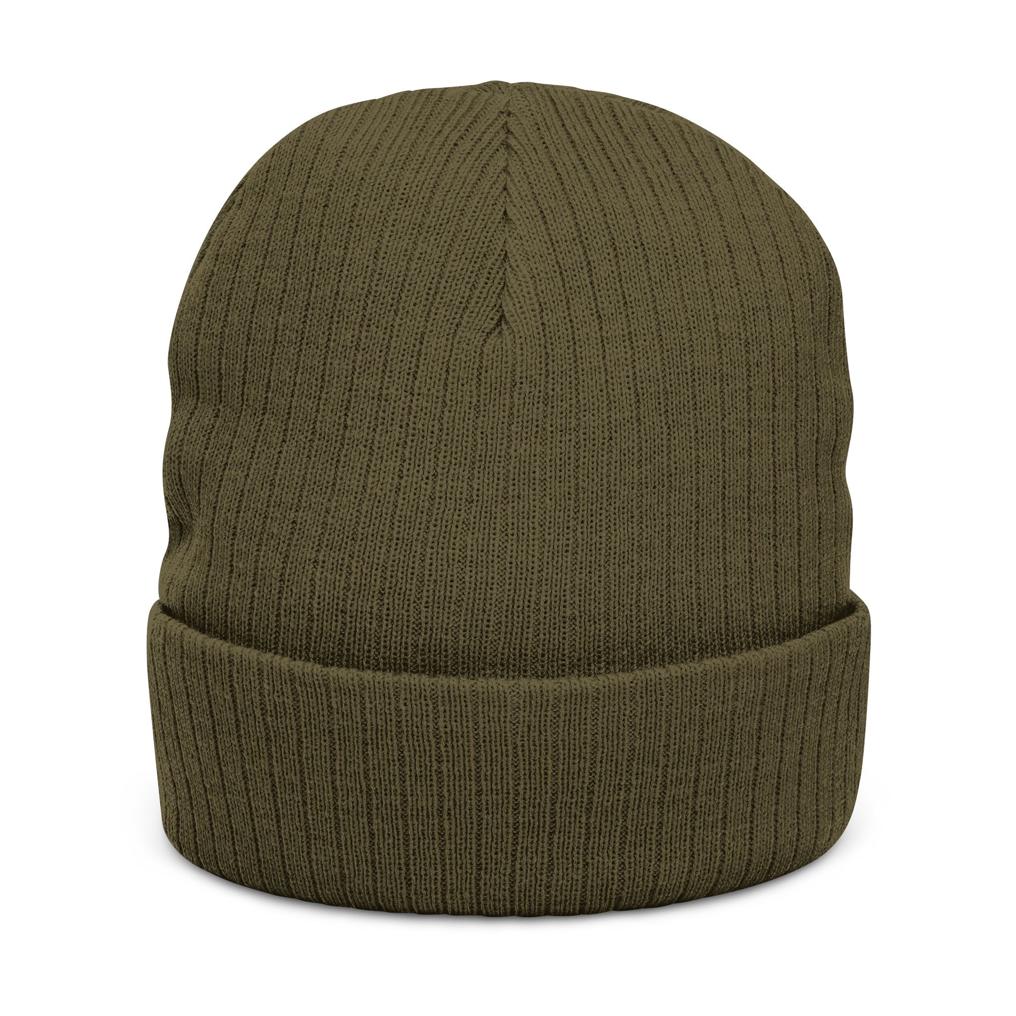 Embroidered Olive Tree Ribbed Knit Beanie — Cozy Nature-Inspired Winter Hat