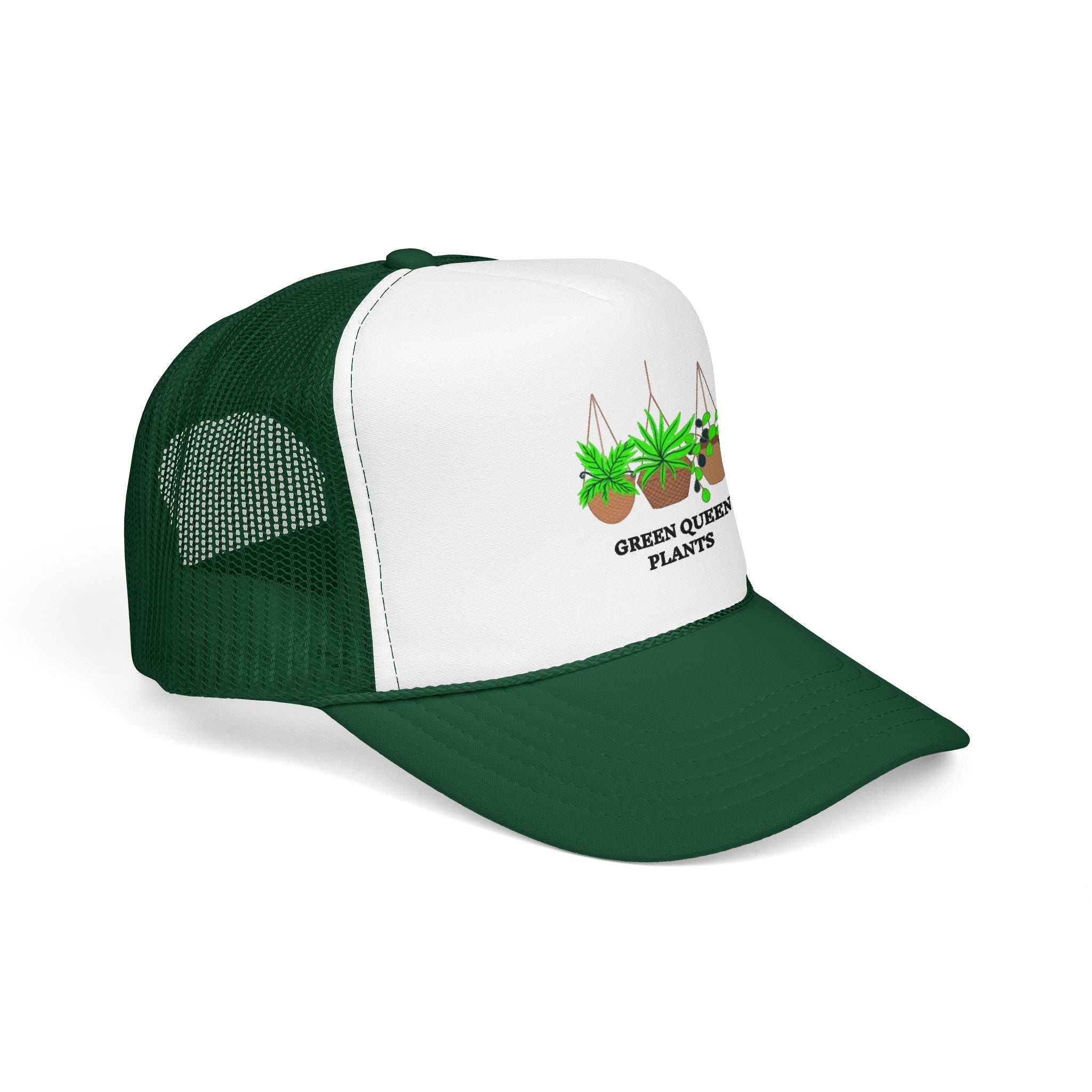Plant Lover Trucker Hat — "Green Queen Plants" Foam Mesh Cap