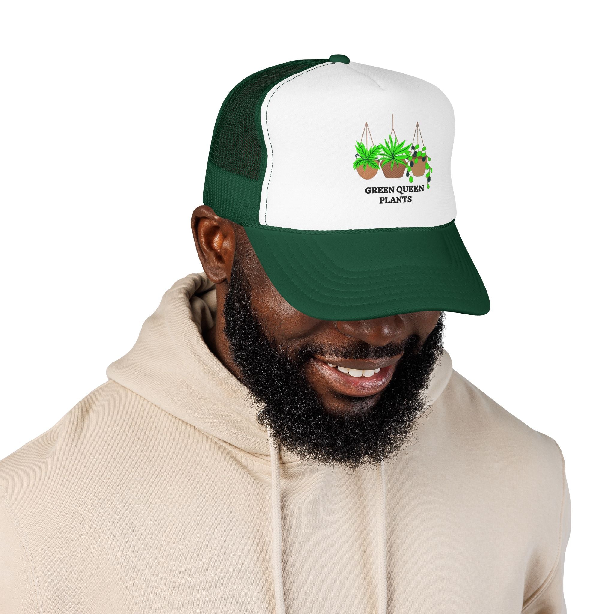 Plant Lover Trucker Hat — "Green Queen Plants" Foam Mesh Cap