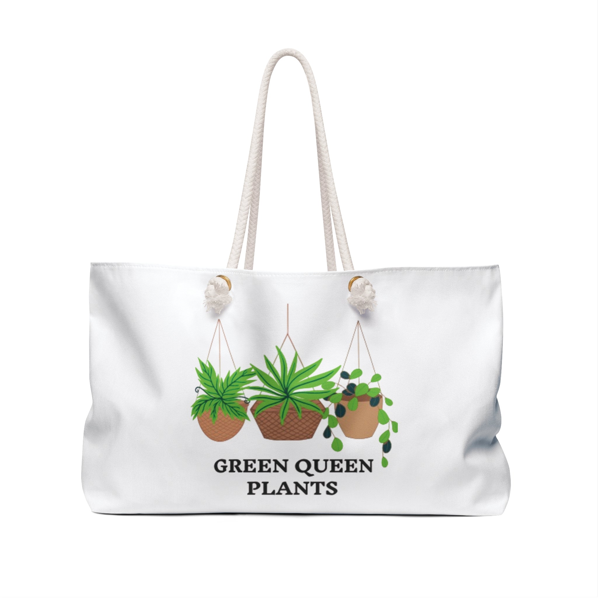 Green Queen Plants Weekender Bag — Botanical Hanging Planters Tote for Plant Lovers