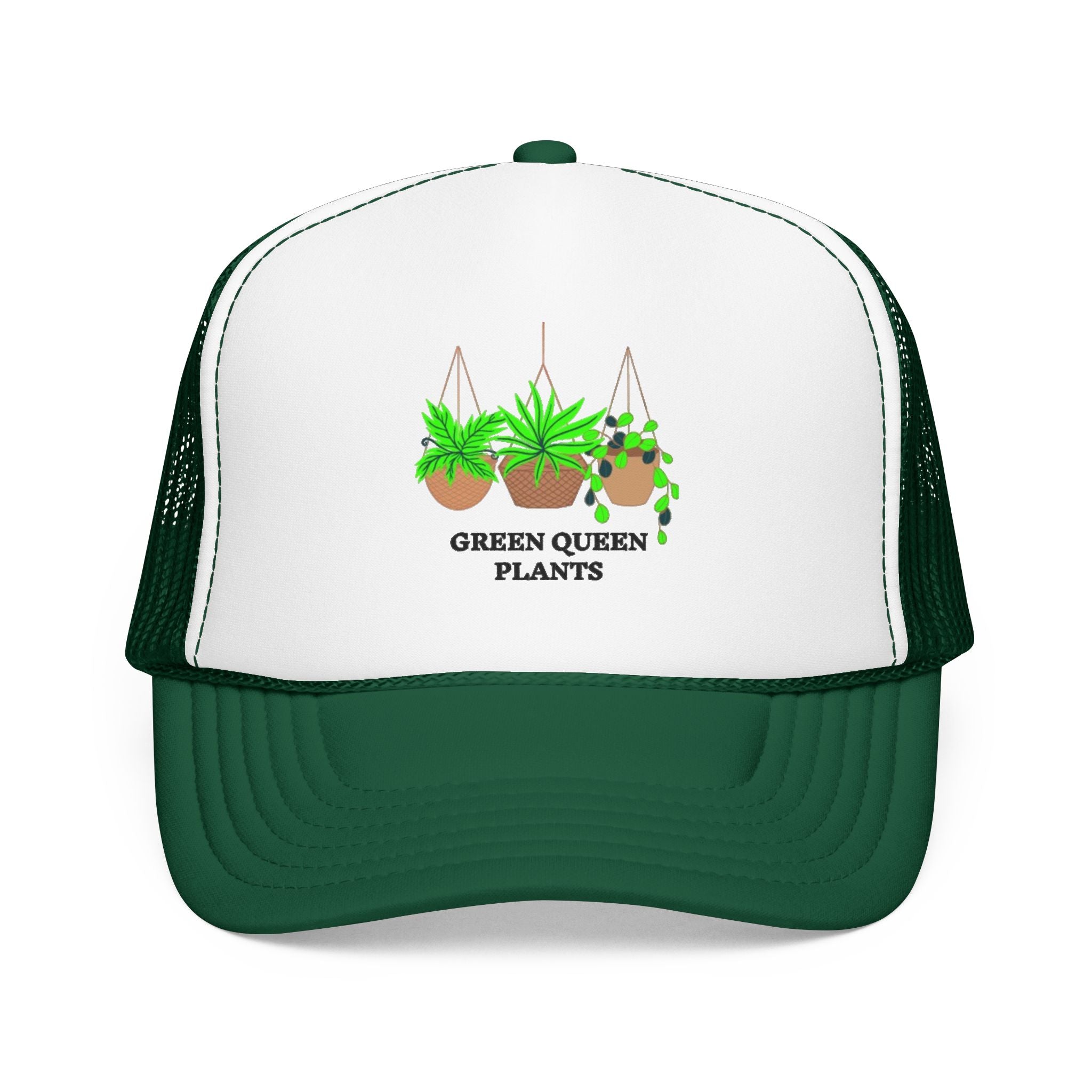 Plant Lover Trucker Hat — "Green Queen Plants" Foam Mesh Cap
