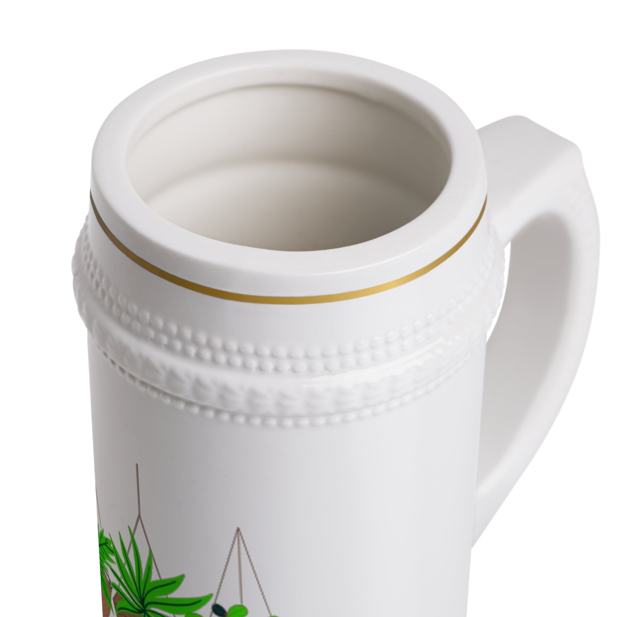 Green Queen Plants Beer Stein — Ceramic Hanging Plant Mug for Plant Lovers