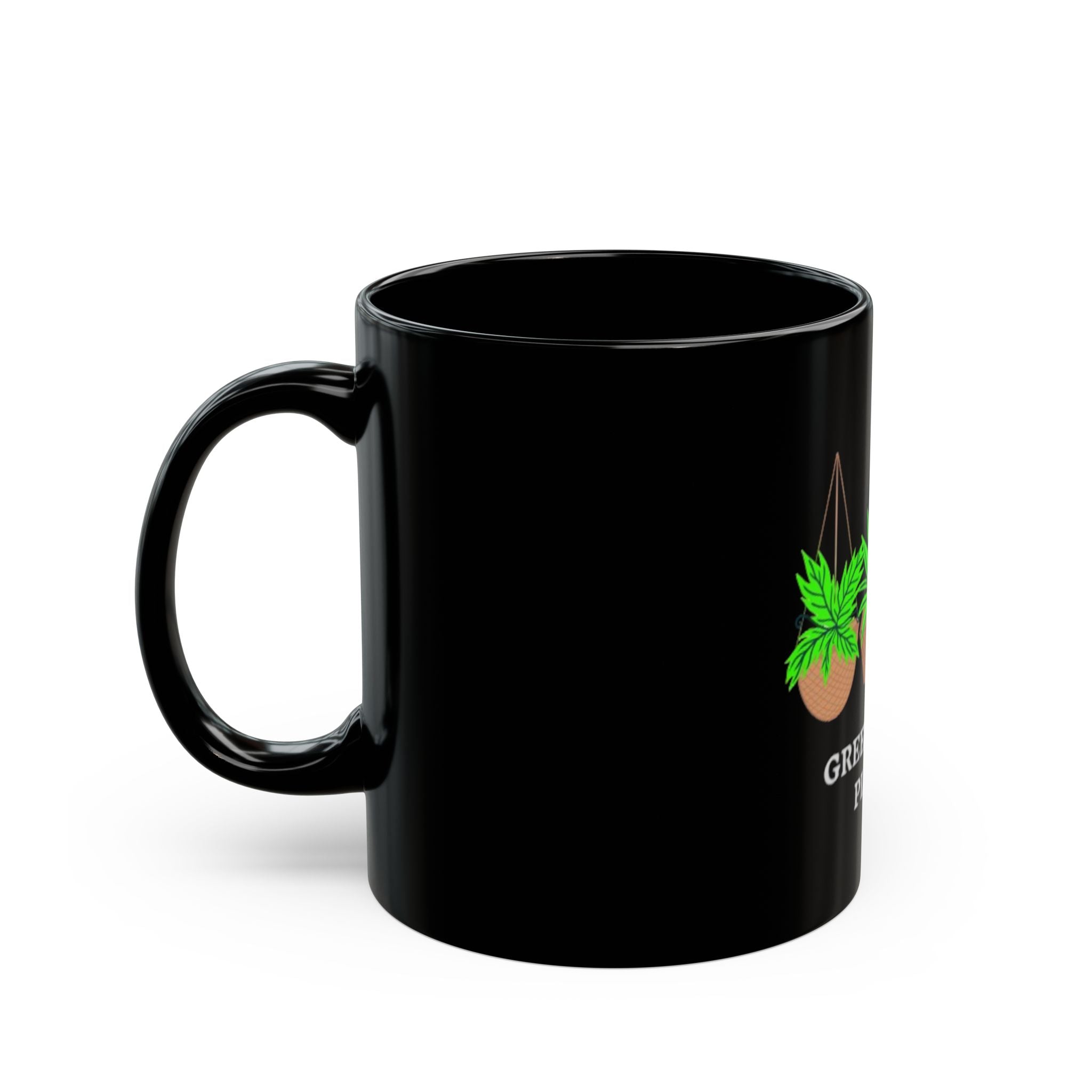 Green Queen Plants Black Coffee Mug – Hanging Houseplants Design (11oz & 15oz)