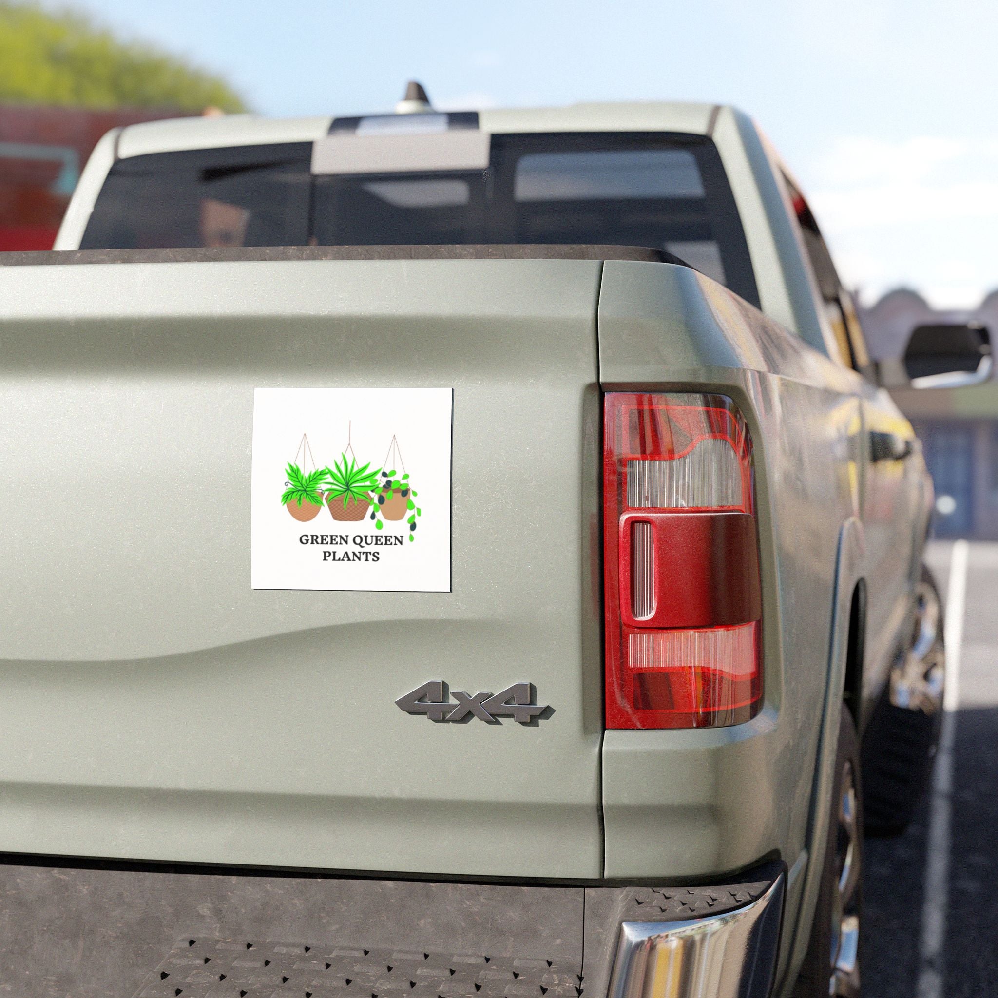 Green Queen Plants Car Magnet — Hanging Houseplants Design