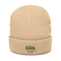 Embroidered Olive Tree Ribbed Knit Beanie — Cozy Nature-Inspired Winter Hat