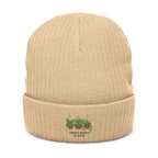Embroidered Olive Tree Ribbed Knit Beanie — Cozy Nature-Inspired Winter Hat