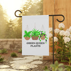 Garden Flag — "Green Queen Plants" Hanging Garden Banner for Plant Lovers