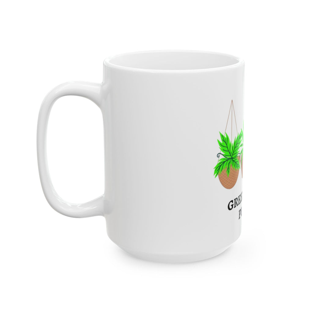 Green Queen Plants Ceramic Mug — Hanging Houseplant Coffee Cup (11oz, 15oz)