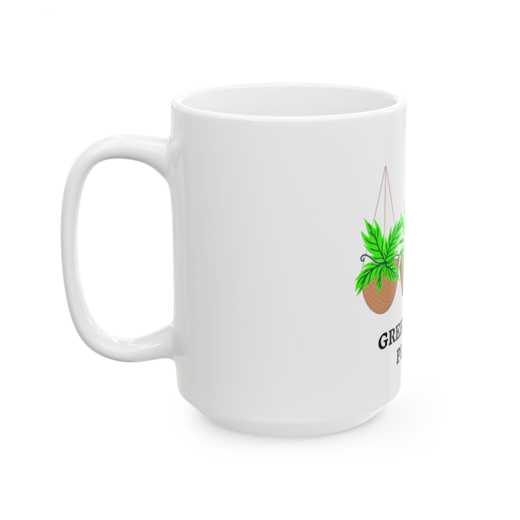 Green Queen Plants Ceramic Mug — Hanging Houseplant Coffee Cup (11oz, 15oz)