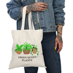 Green Queen Plants Tote Bag - Natural Canvas Plant Lover Shopper