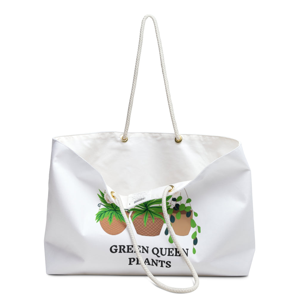 Green Queen Plants Weekender Bag — Botanical Hanging Planters Tote for Plant Lovers