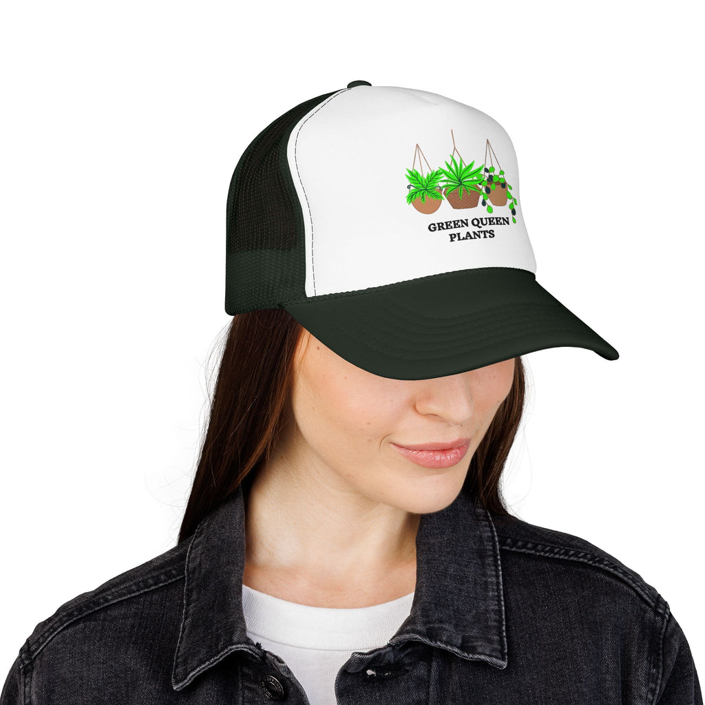 Plant Lover Trucker Hat — "Green Queen Plants" Foam Mesh Cap