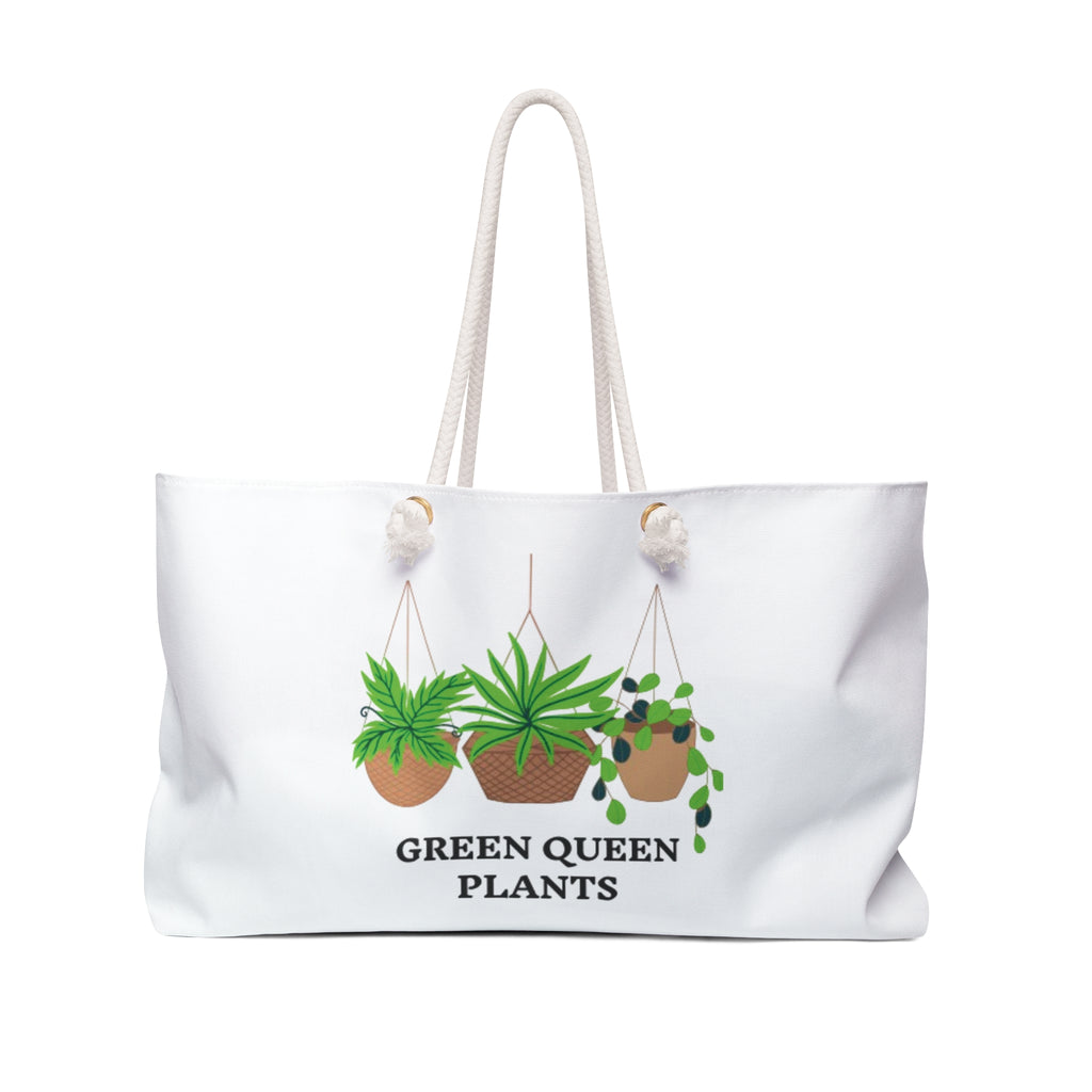 Green Queen Plants Weekender Bag — Botanical Hanging Planters Tote for Plant Lovers