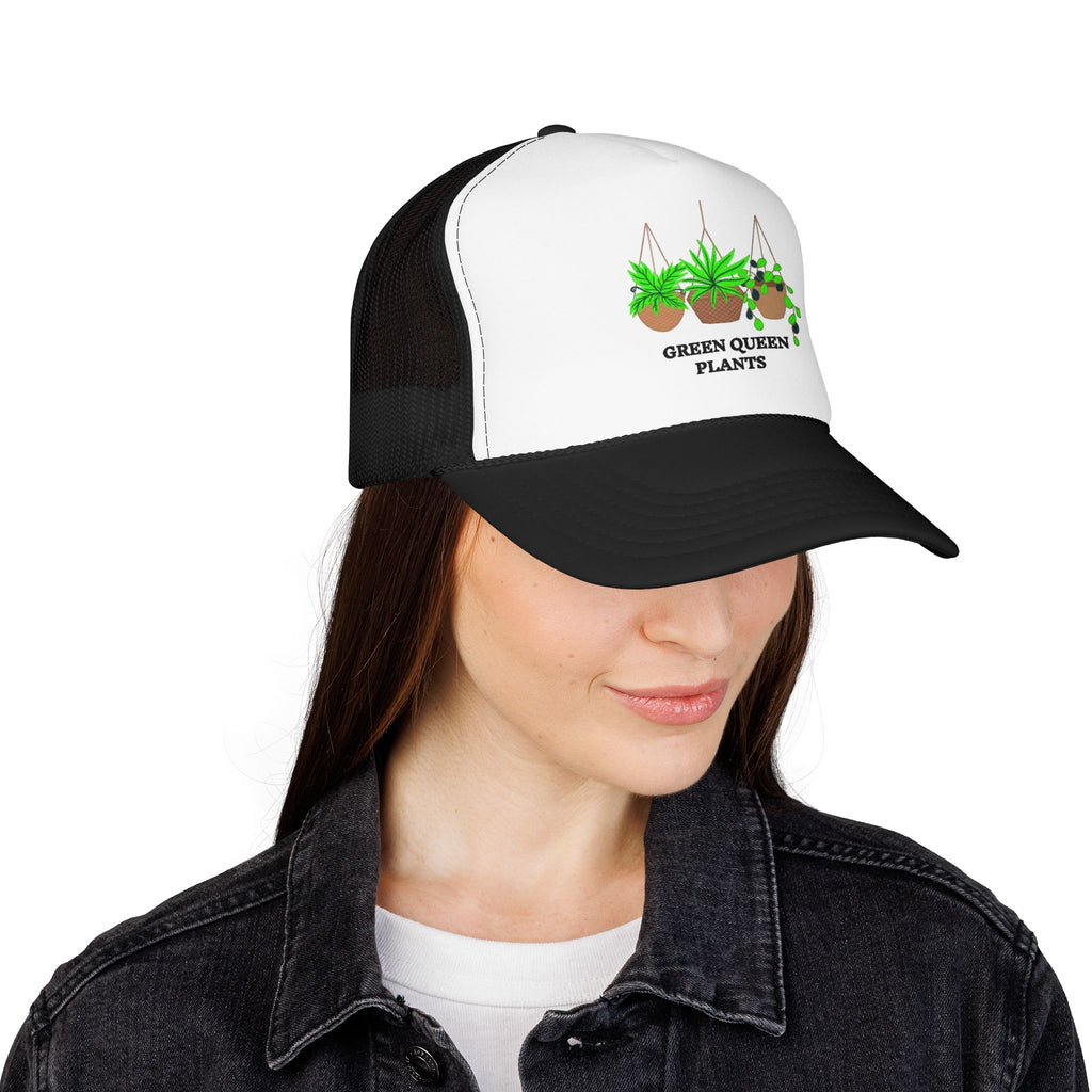 Plant Lover Trucker Hat — "Green Queen Plants" Foam Mesh Cap