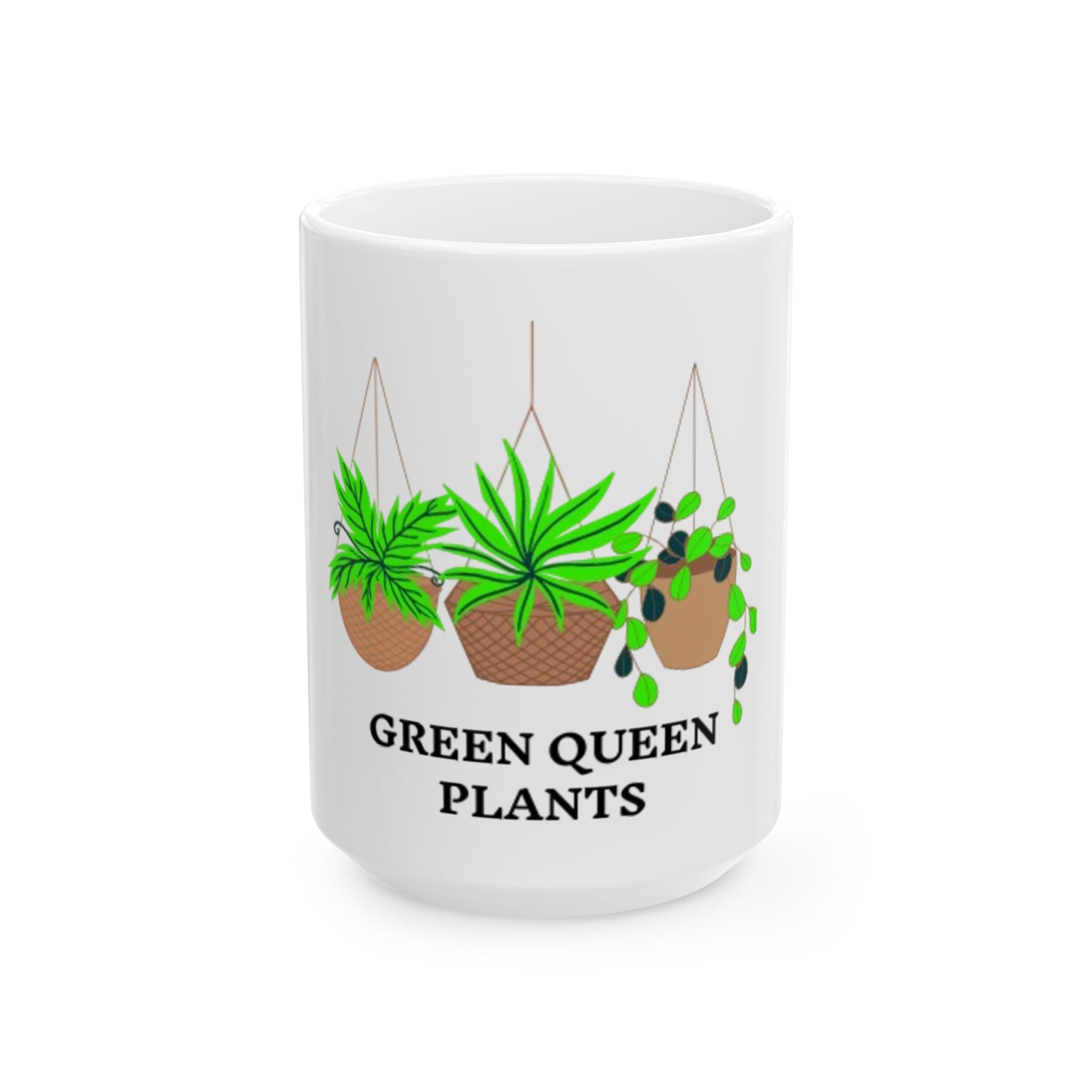 Green Queen Plants Ceramic Mug — Hanging Houseplant Coffee Cup (11oz, 15oz)