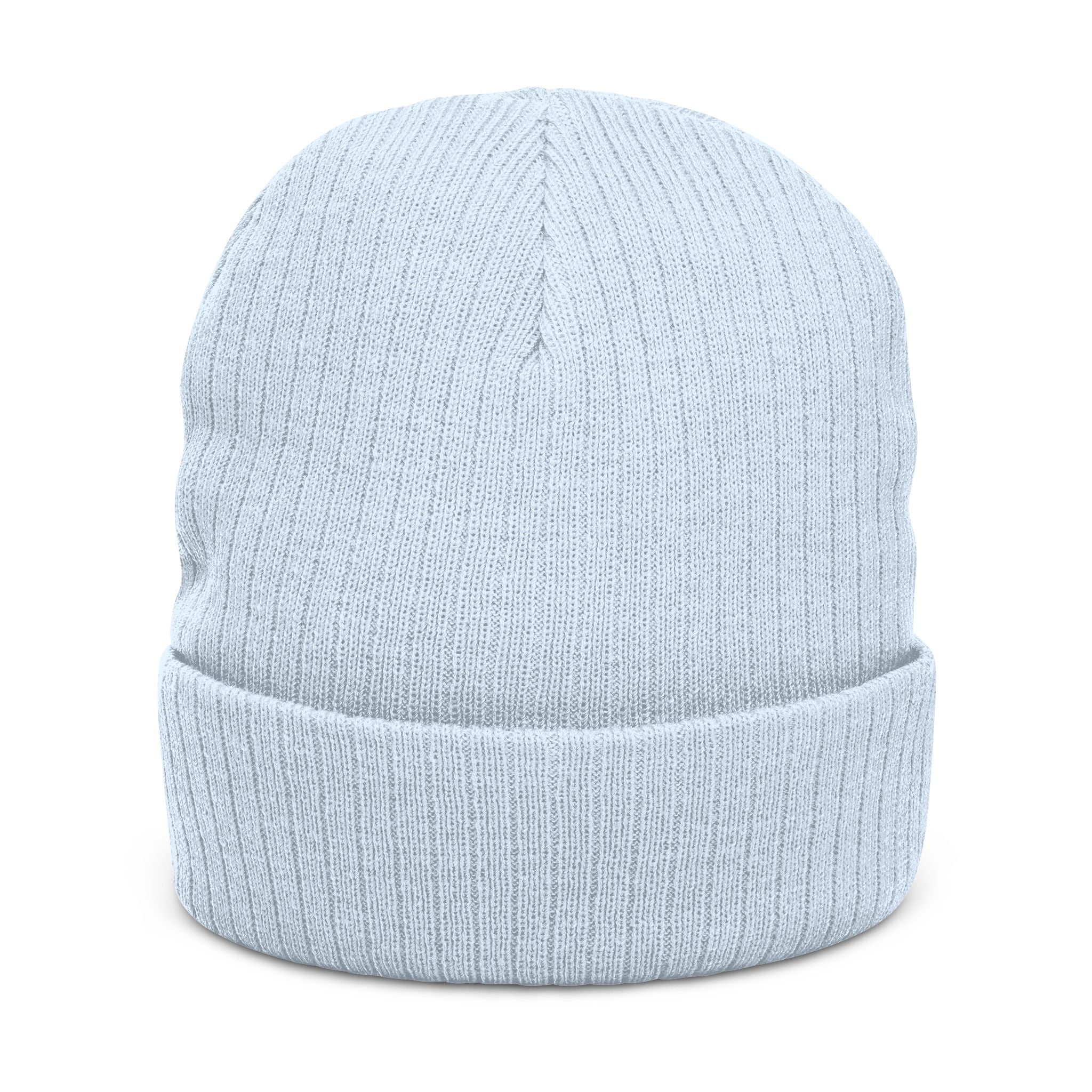 Embroidered Olive Tree Ribbed Knit Beanie — Cozy Nature-Inspired Winter Hat
