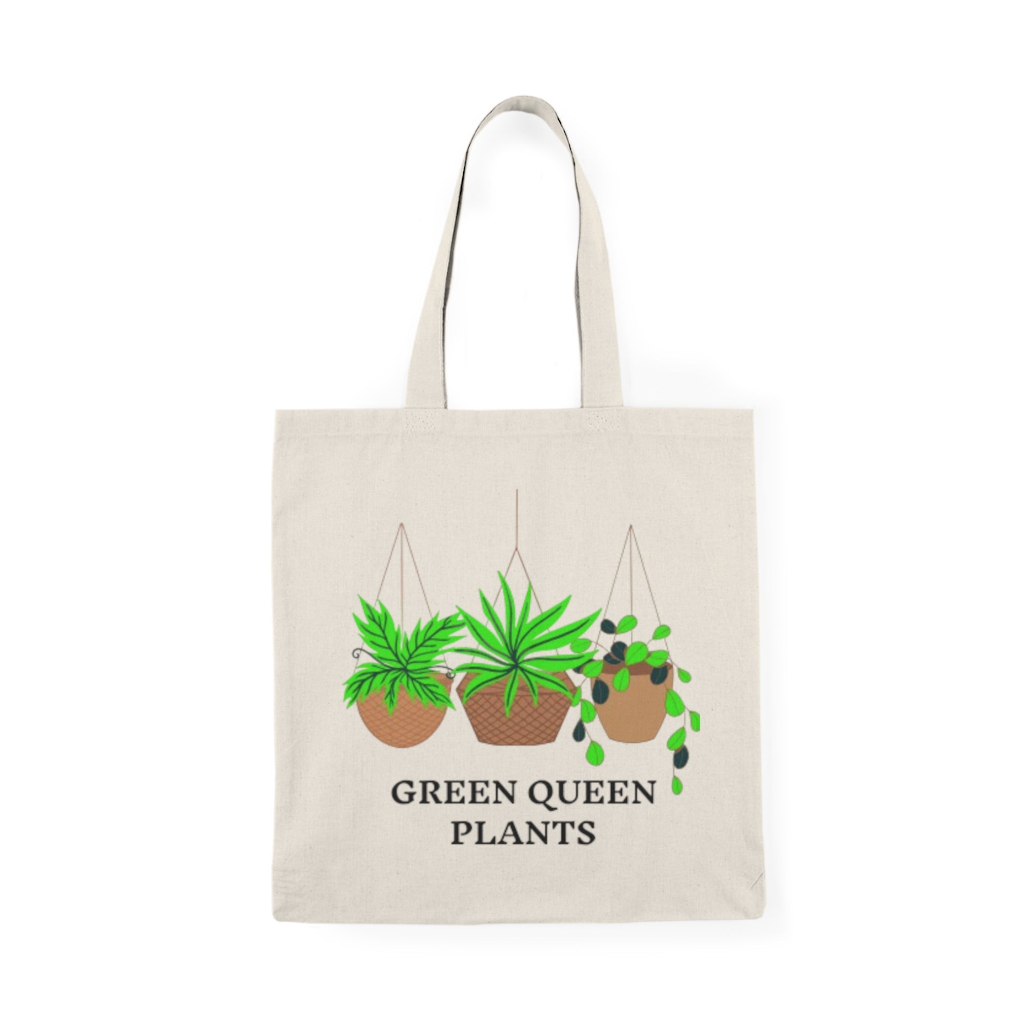 Green Queen Plants Tote Bag - Natural Canvas Plant Lover Shopper