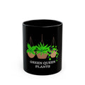 Green Queen Plants Black Coffee Mug – Hanging Houseplants Design (11oz & 15oz)