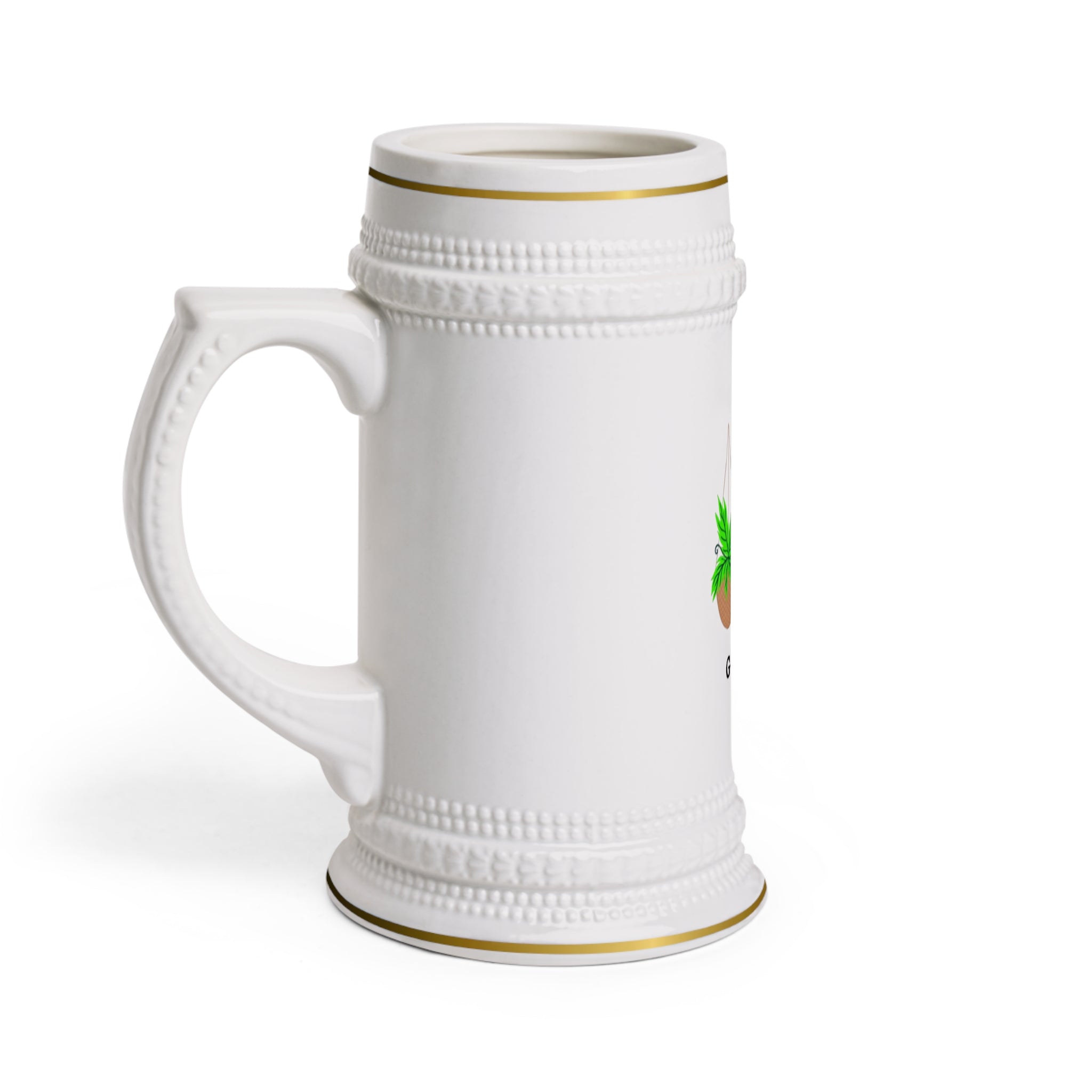 Green Queen Plants Beer Stein — Ceramic Hanging Plant Mug for Plant Lovers