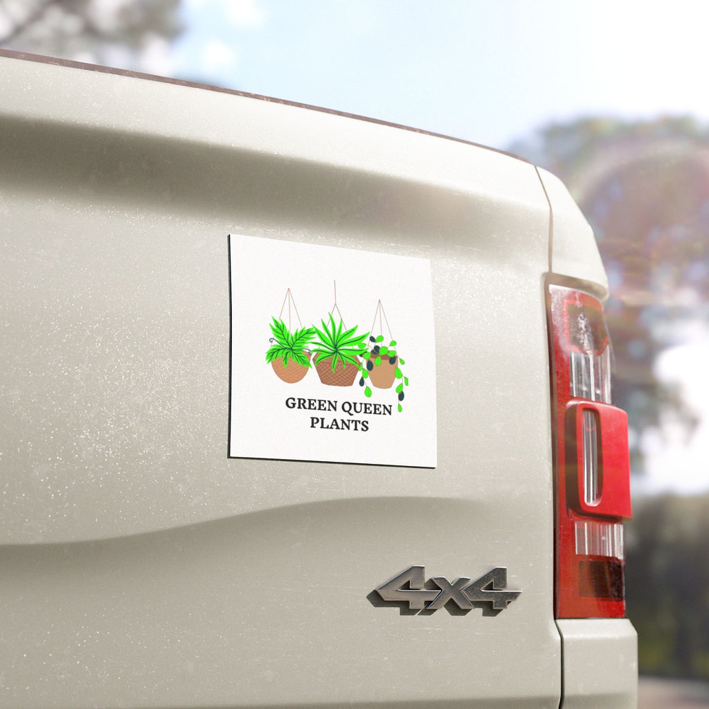Green Queen Plants Car Magnet — Hanging Houseplants Design