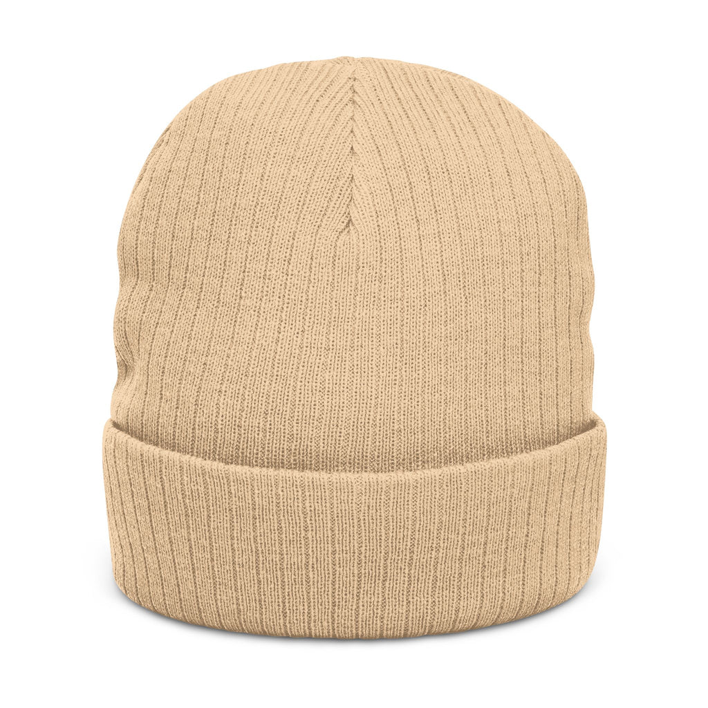 Embroidered Olive Tree Ribbed Knit Beanie — Cozy Nature-Inspired Winter Hat