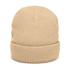 Embroidered Olive Tree Ribbed Knit Beanie — Cozy Nature-Inspired Winter Hat