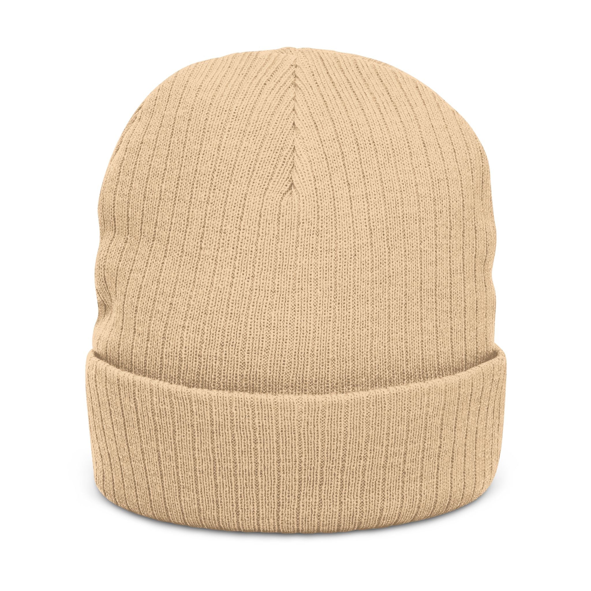 Embroidered Olive Tree Ribbed Knit Beanie — Cozy Nature-Inspired Winter Hat