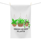 Green Queen Plants Microfiber Tea Towel — Hanging Houseplants Kitchen Towel