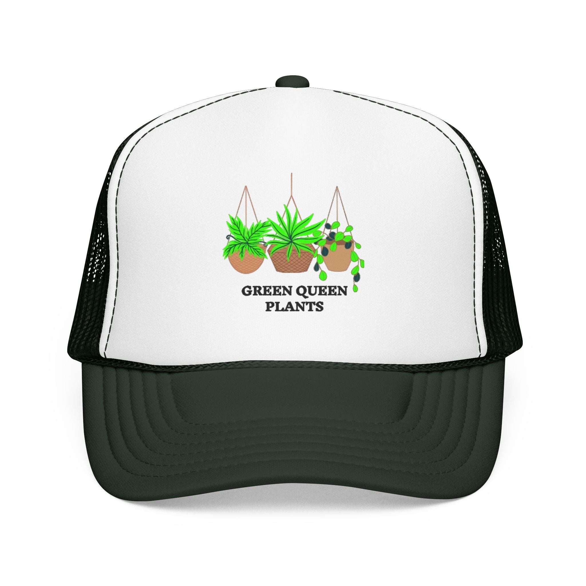 Plant Lover Trucker Hat — "Green Queen Plants" Foam Mesh Cap