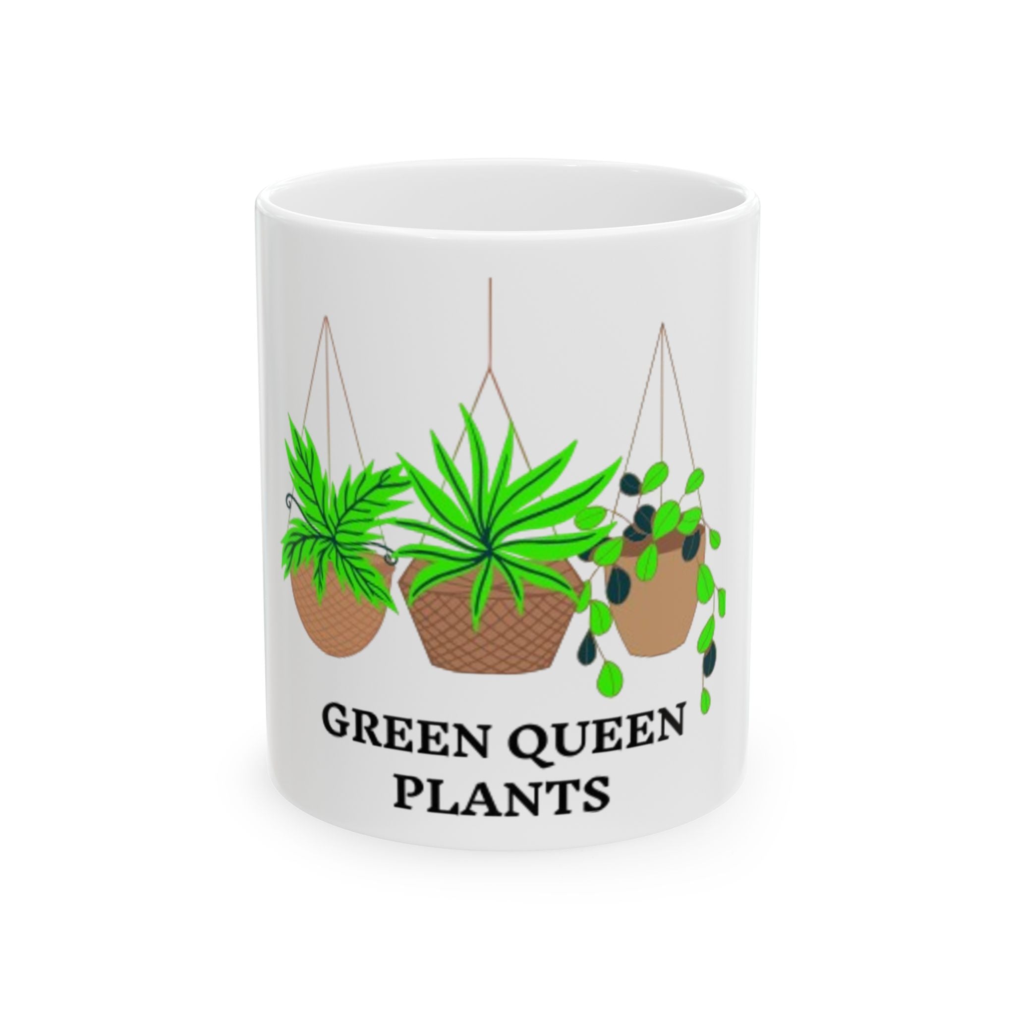 Green Queen Plants Ceramic Mug — Hanging Houseplant Coffee Cup (11oz, 15oz)