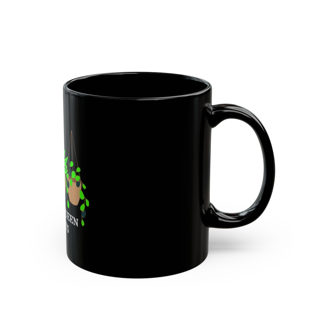 Green Queen Plants Black Coffee Mug – Hanging Houseplants Design (11oz & 15oz)